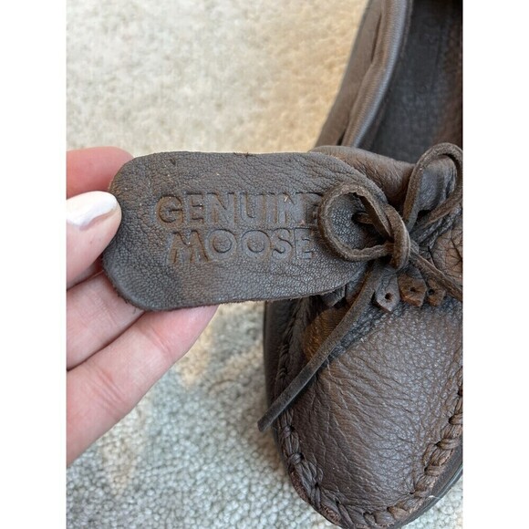 Minnetonka Moccasin Soft Brown Moosehide Kilty Leather Slip-On Classic Women 8.5 - Picture 5 of 9